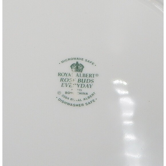 Royal Albert Rose Buds Everyday Salad Plates Square 8 Inch Scalloped Blue Edge - Picture 5 of 8
